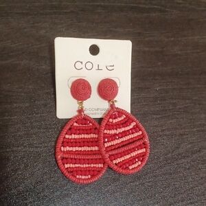 Red Beaded Drop Earrings